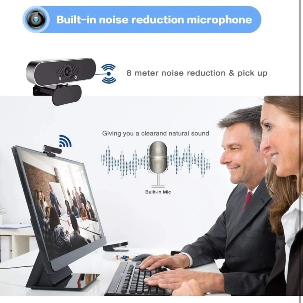 Web Camera with Microphone for Desktop - External Webcam 1080P Plug&Play